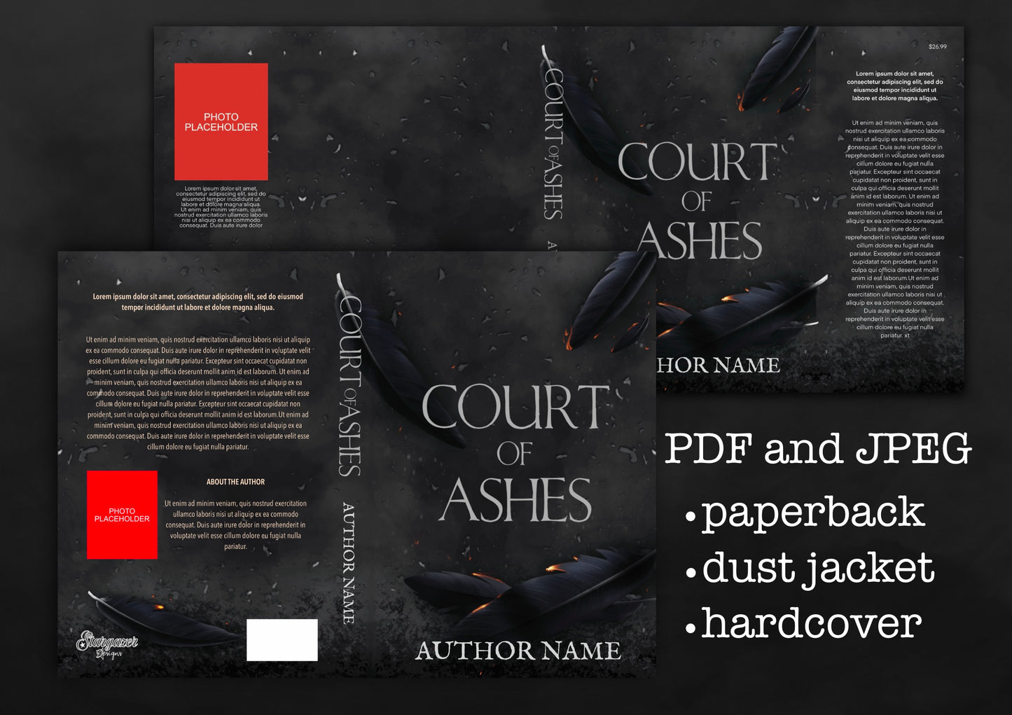 Premade Ash and Crow/Raven Feather Cover | Custom eBook Cover Design